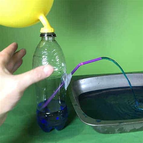 testing water expansion experiment with soda bottle and straw|fountain experiments.